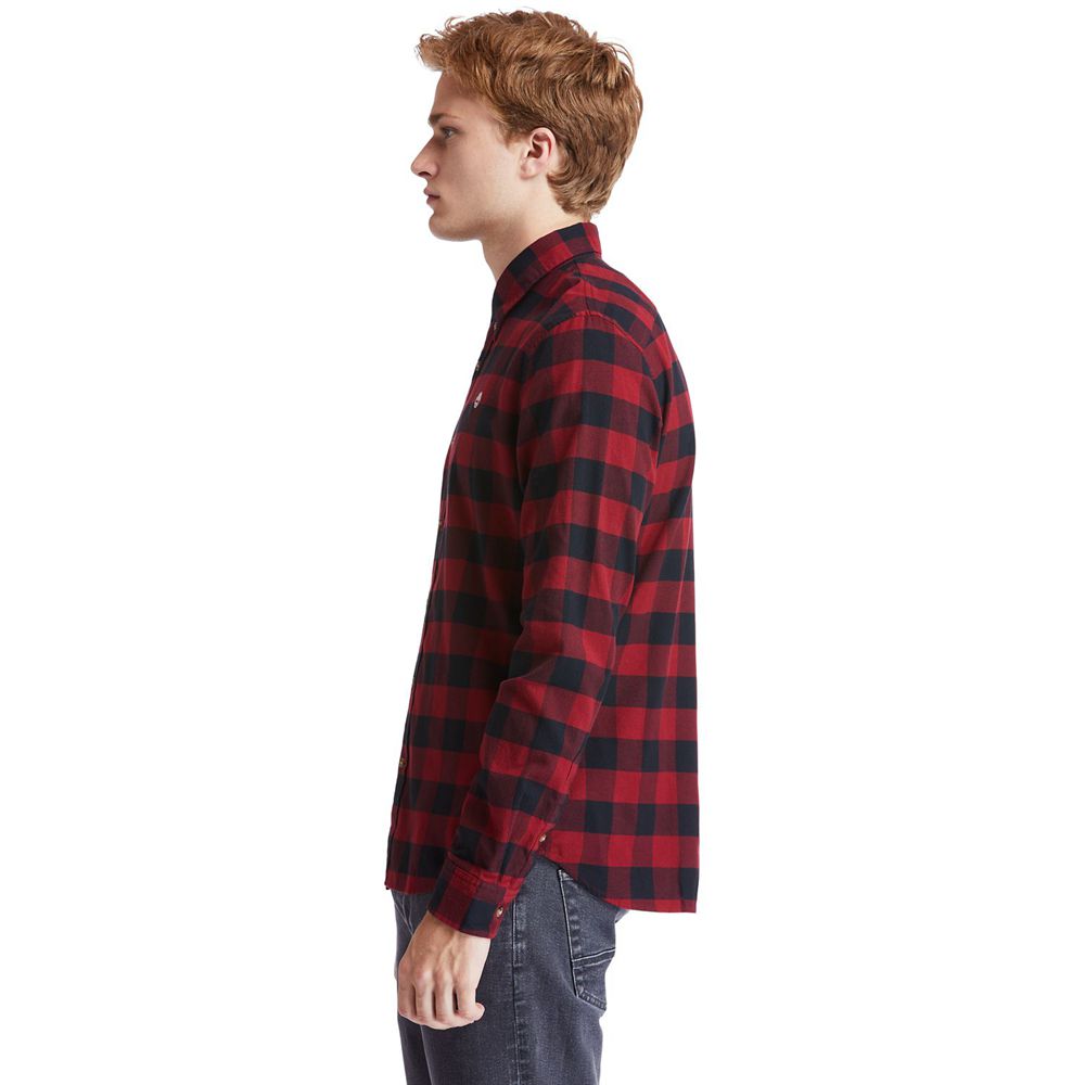 Timberland Πουκαμισα Ανδρικα Κοκκινα/Μαυρα - Mascoma River Slim-Fit Long-Sleeve Check - Greece 23186